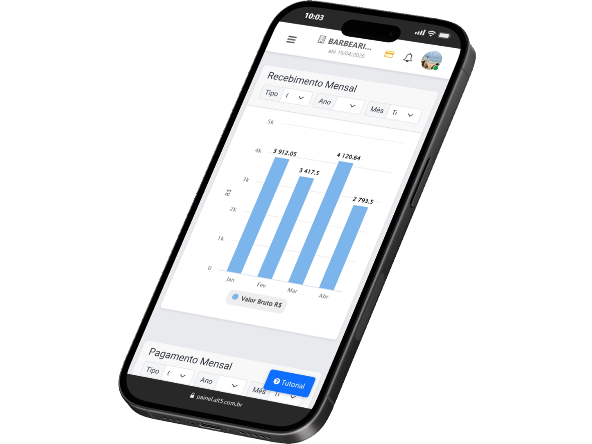 AltAgenda no celular — histórico de agendamentos