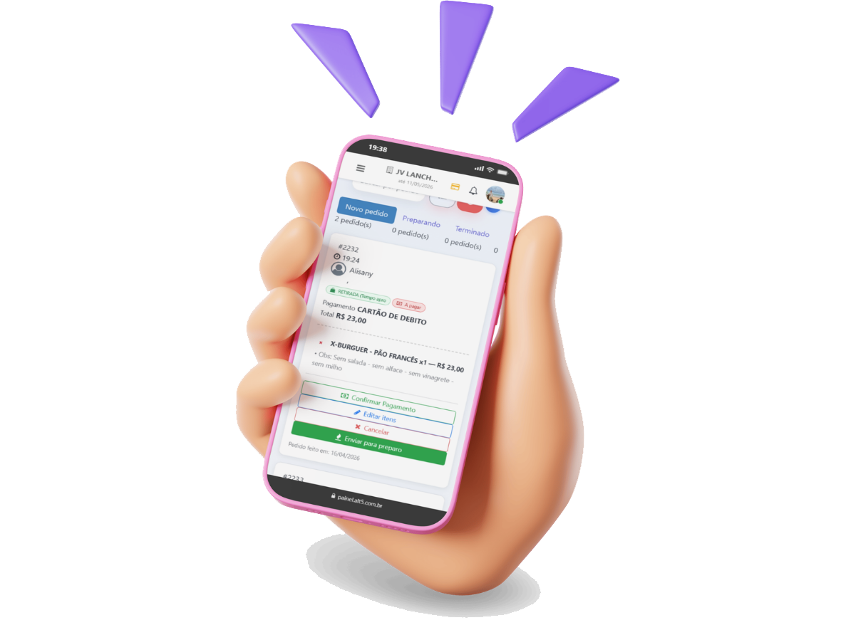 Tela mobile de pedidos do AltDelivery