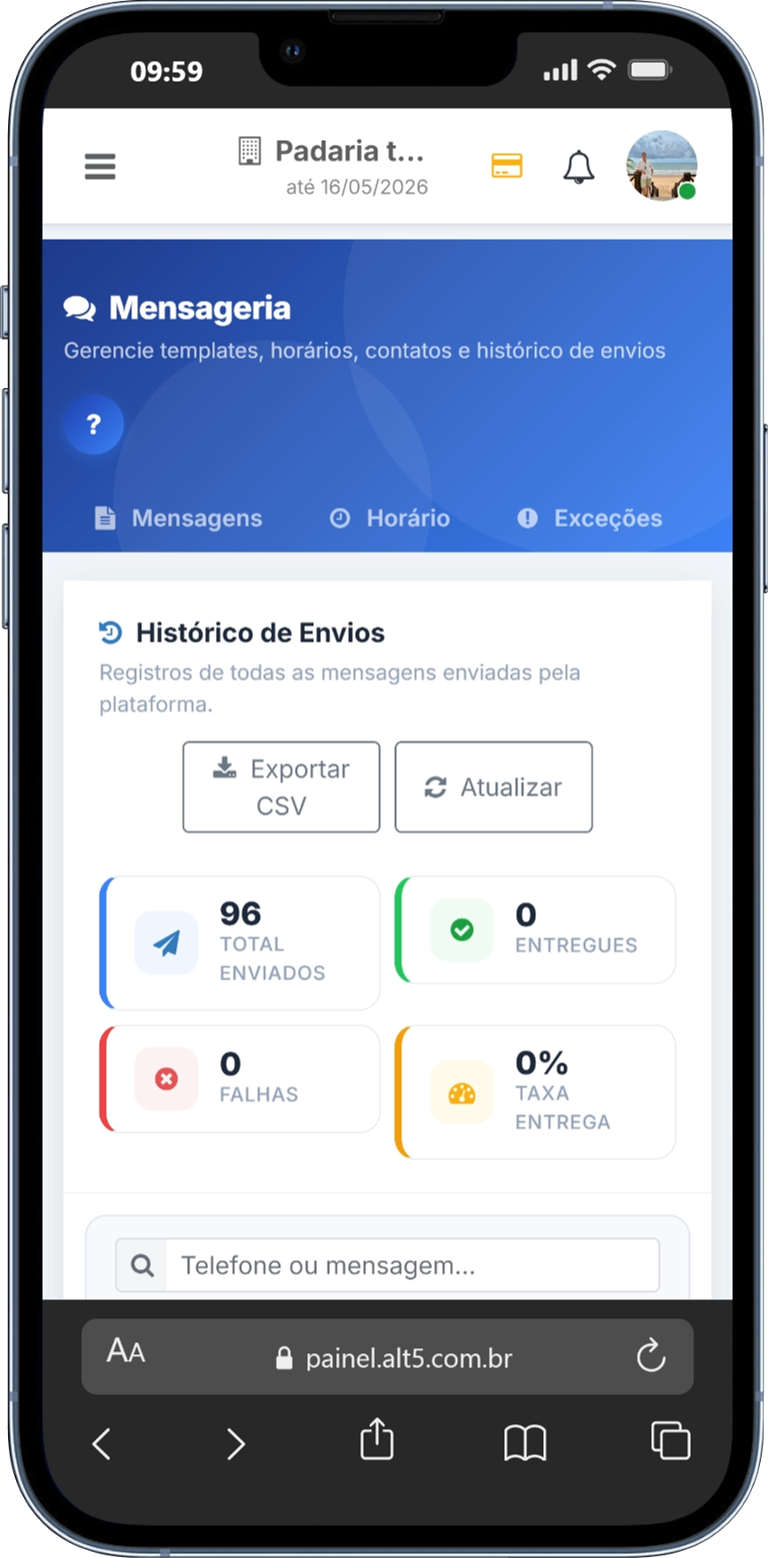 Tela mobile de hist&oacute;rico do P&atilde;o Quente em celular
